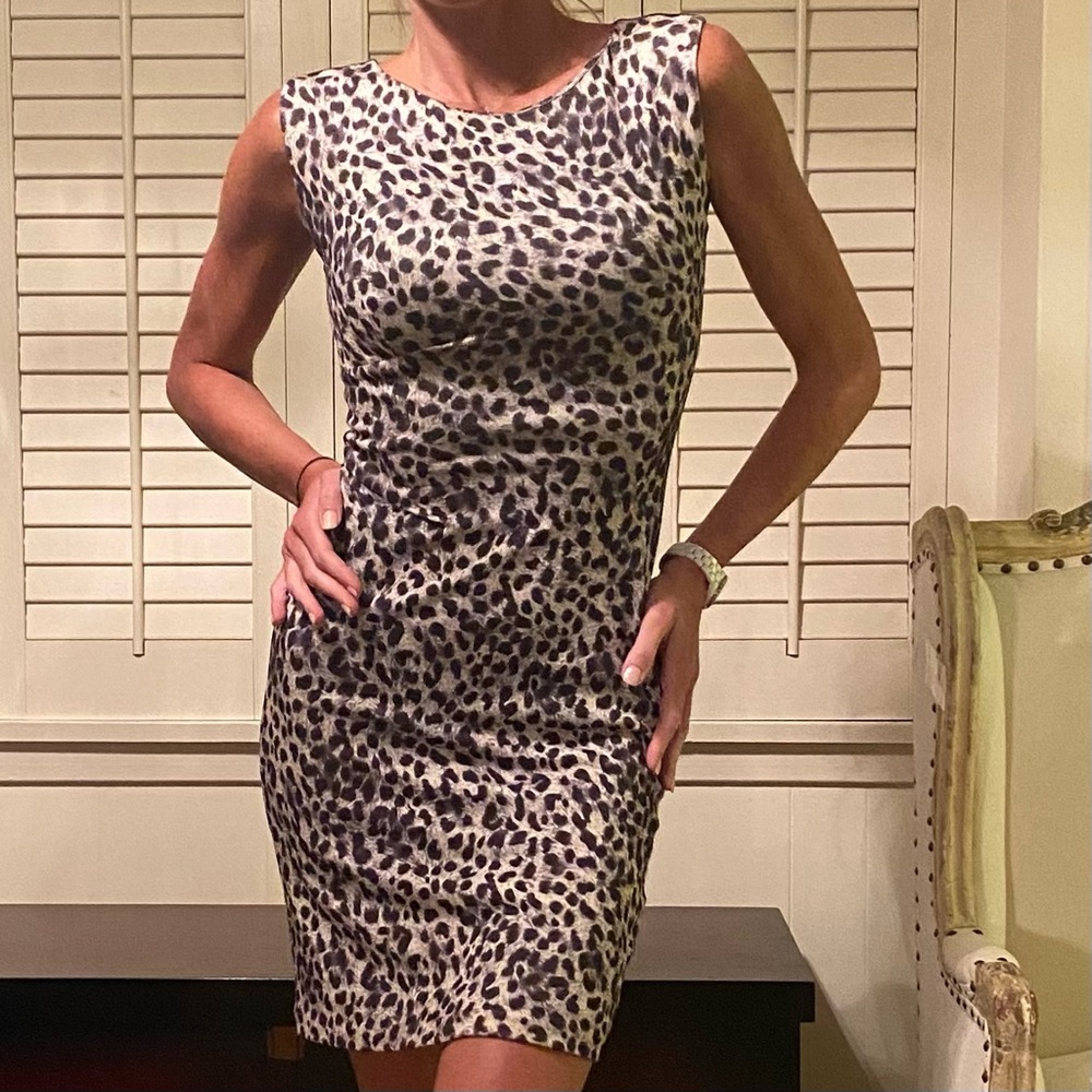 Rebecca Taylor stretchy leopard dress with sheer back